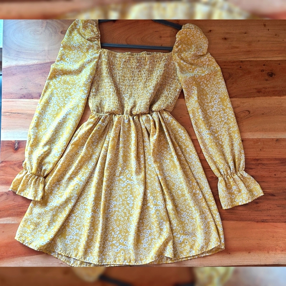 Yellow Floral Long Sleeve Blouse